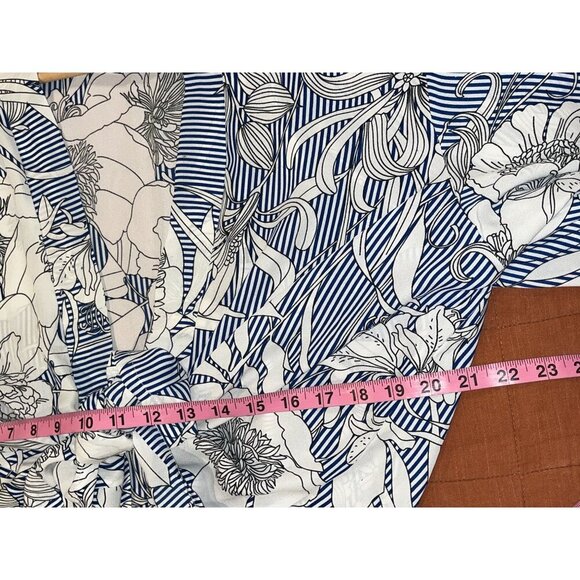 Akemi + Kin ANTHROPOLOGIE Floral & Striped Long Sleeve Wrap Women's Top Size M - Picture 6 of 7